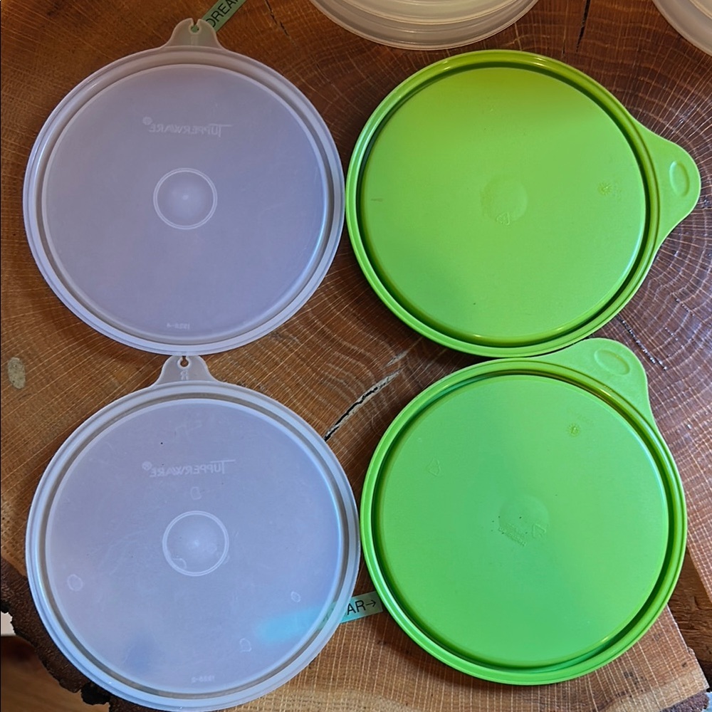 Vintage Tupperware Green and White Hamburger Food Storage Containers - Picture 3 of 7
